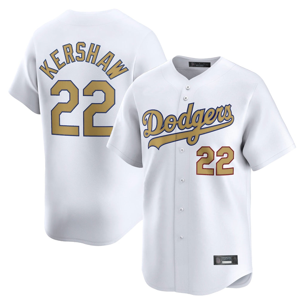 Cooneas LA.Dodgers #22 Clayton Kershaw Player Gold Collection Limited Home Stitched Jerseys
