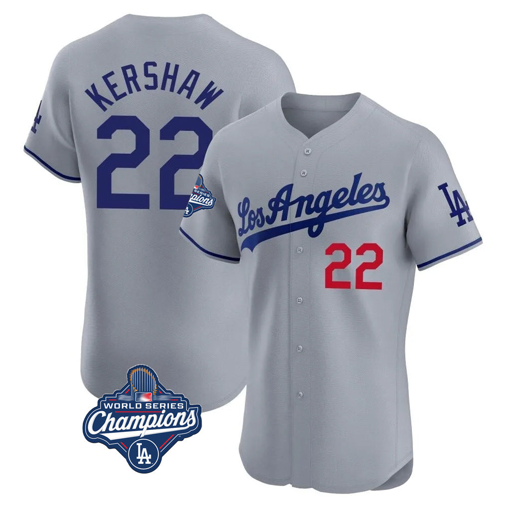 Cooneas LA.Dodgers #22 Clayton Kershaw Player Gray World Series Meet Limited Elite Home Stitched Jerseys