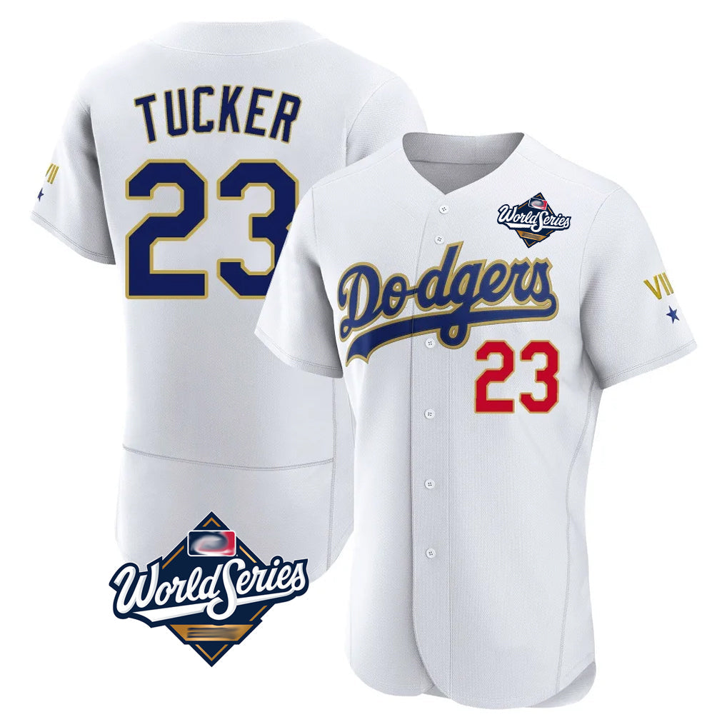 Cooneas LA.Dodgers #23 Kyle Tucker Player Gold White World Series 2026 Collection Stadium Limited Elite Stitched Jerseys