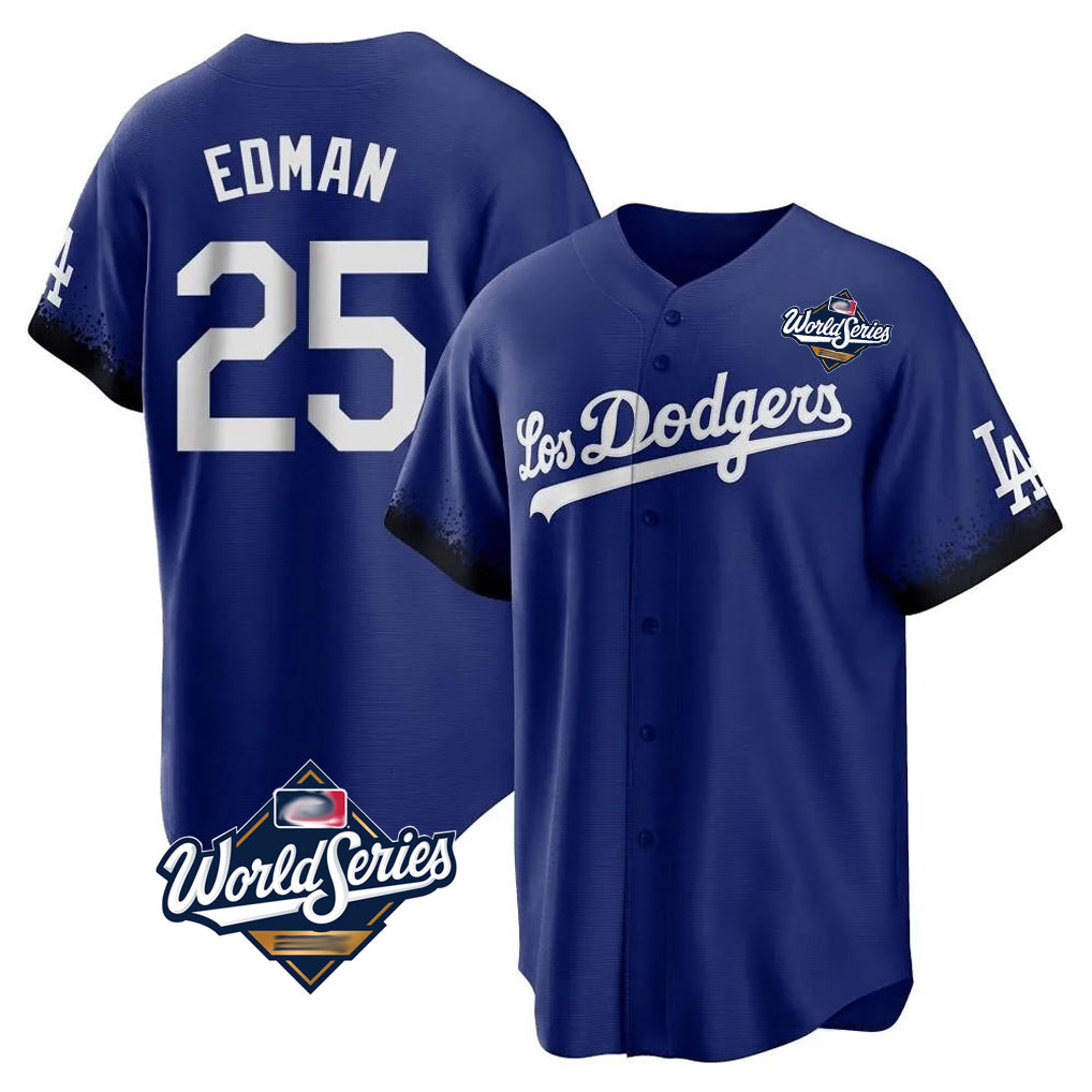 Cooneas LA.Dodgers #25 Tommy Edman Player Royal World Series City Connect Home Game Stitched Jerseys