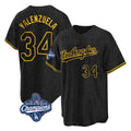 Cooneas LA.Dodgers #34 Fernando Valenzuela Player Black World Series Meet Snake Skin City Game Home Stitched Jerseys