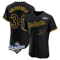 Cooneas LA.Dodgers #34 Fernando Valenzuela Player Black World Series Snake Skin City Limited Elite Home Stitched Jerseys