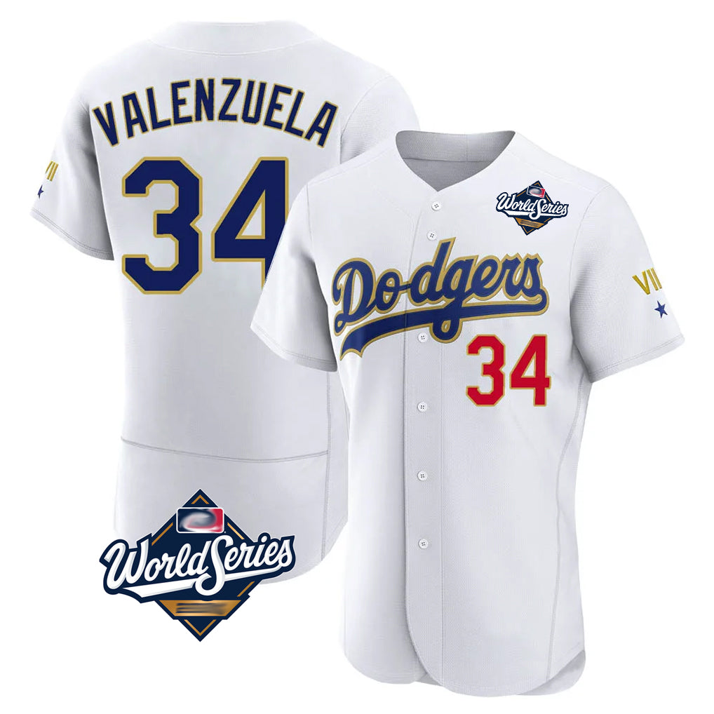 Cooneas LA.Dodgers #34 Fernando Valenzuela Player Gold White World Series 2026 Collection Stadium Limited Elite Stitched Jerseys