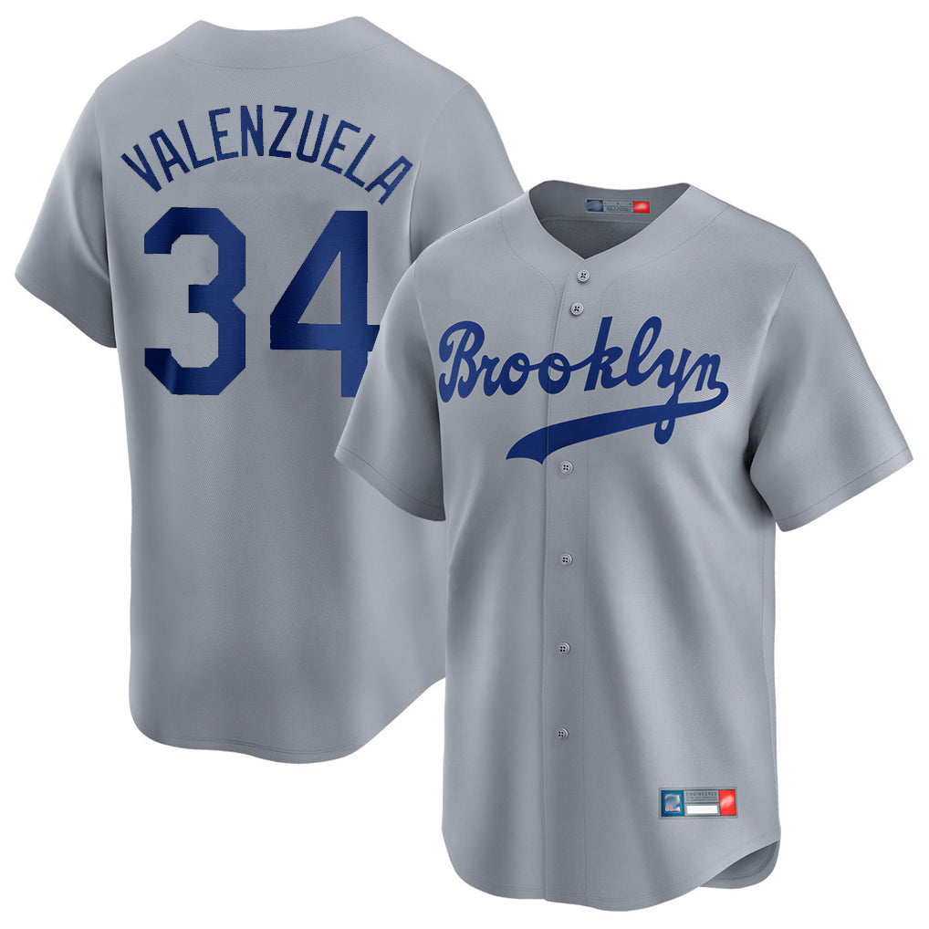 Cooneas LA.Dodgers #34 Fernando Valenzuela Player Gray Game Limited Home Stitched Jerseys