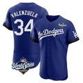 Cooneas LA.Dodgers #34 Fernando Valenzuela Player Royal World Series City Connect Elite Home Stitched Jerseys