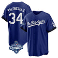 Cooneas LA.Dodgers #34 Fernando Valenzuela Player Royal World Series Meet City Connect Home Game Stitched Jerseys