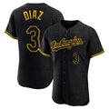 Cooneas LA.Dodgers #3 Edwin D¡§aaz Player Black Snake Skin City Limited Elite Home Stitched Jerseys
