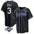 Cooneas LA.Dodgers #3 Edwin D¡§aaz Player Black World Series Carbon Limited Home Stitched Jerseys
