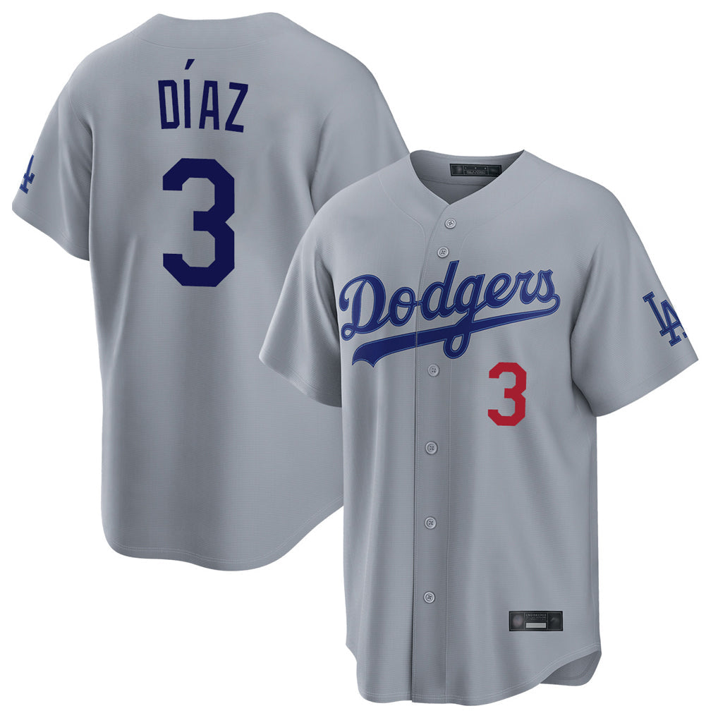 Cooneas LA.Dodgers #3 Edwin D¡§aaz Player Gray Game Home Stitched Jerseys