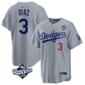 Cooneas LA.Dodgers #3 Edwin D¡§aaz Player Gray World Series Game Home Stitched Jerseys