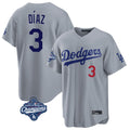 Cooneas LA.Dodgers #3 Edwin D¡§aaz Player Gray World Series Meet Game Home Stitched Jerseys