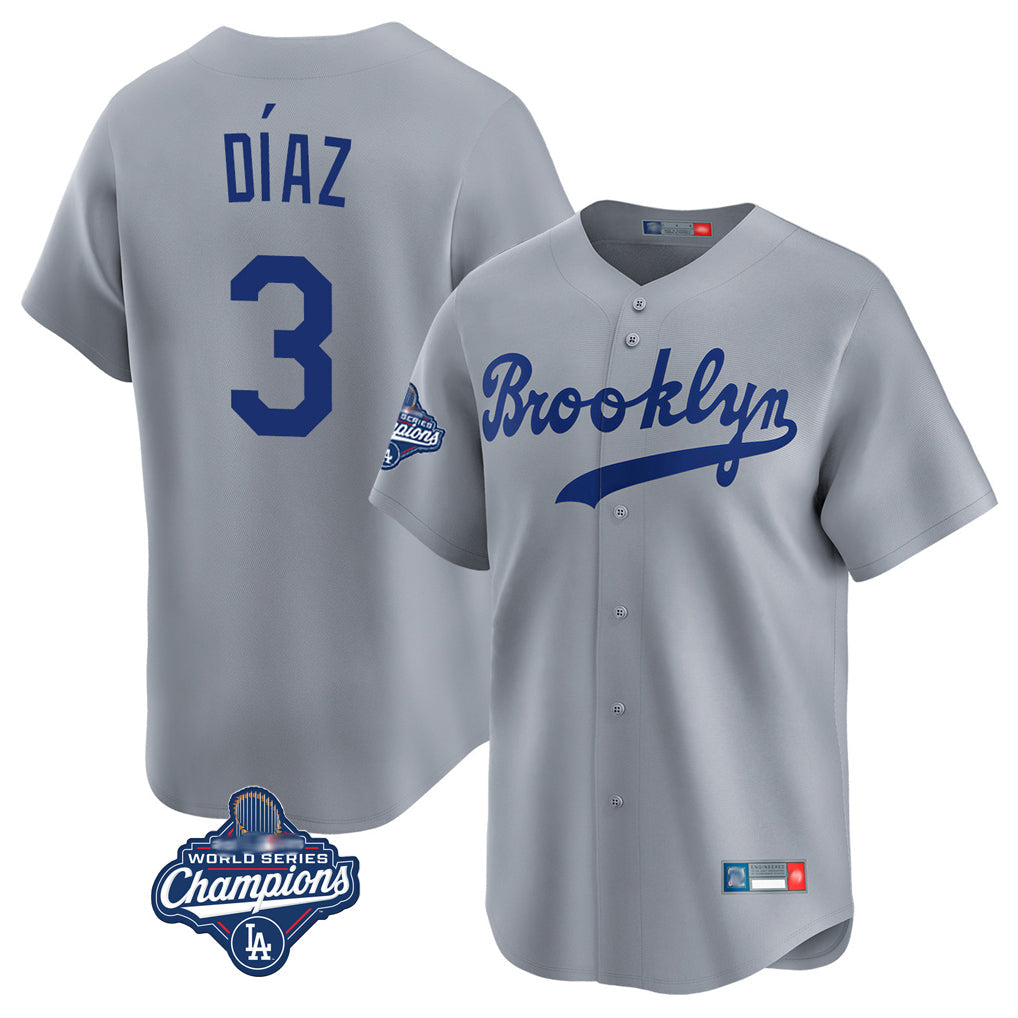 Cooneas LA.Dodgers #3 Edwin D¡§aaz Player Gray World Series Meet Game Limited Home Stitched Jerseys