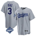 Cooneas LA.Dodgers #3 Edwin D¡§aaz Player Gray World Series Meet Game Stitched Jerseys