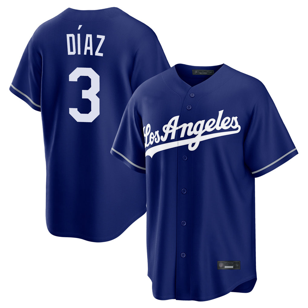Cooneas LA.Dodgers #3 Edwin D¡§aaz Player Royal Game Stitched Jerseys
