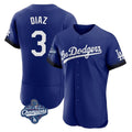 Cooneas LA.Dodgers #3 Edwin D¡§aaz Player Royal World Series Meet City Connect Elite Home Stitched Jerseys