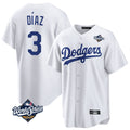 Cooneas LA.Dodgers #3 Edwin D¡§aaz Player White World Series Meet Game Home Stitched Jerseys