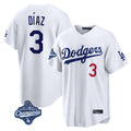 Cooneas LA.Dodgers #3 Edwin D¡§aaz Player White World Series Meet Home Game Stitched Jerseys