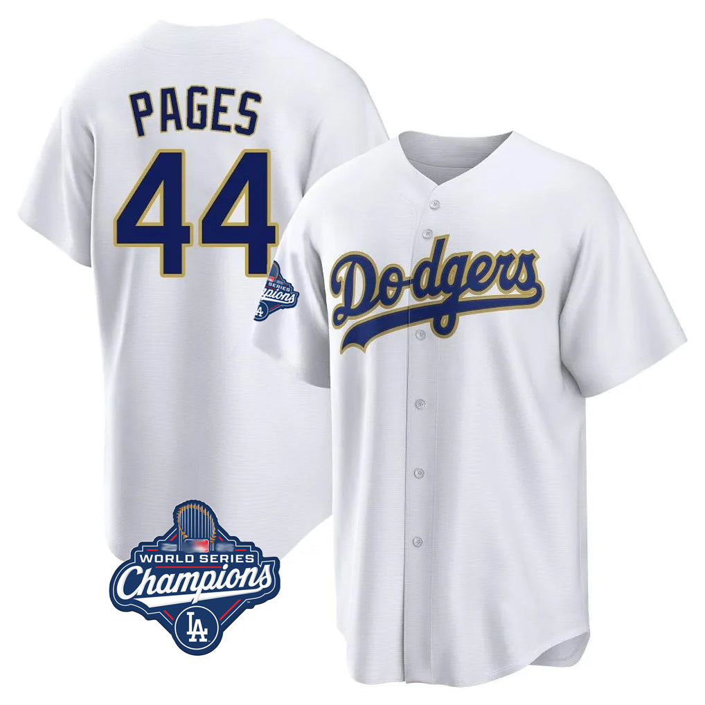 Cooneas LA.Dodgers #44 Andy Pages Player Gold White World Series Meet 2026 Collection Stadium Game Stitched Jerseys