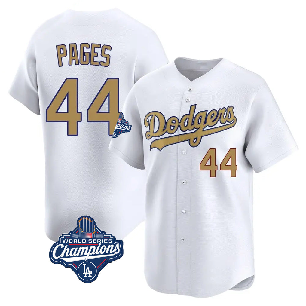 Cooneas LA.Dodgers #44 Andy Pages Player Gold World Series Meet Collection Limited Home Stitched Jerseys