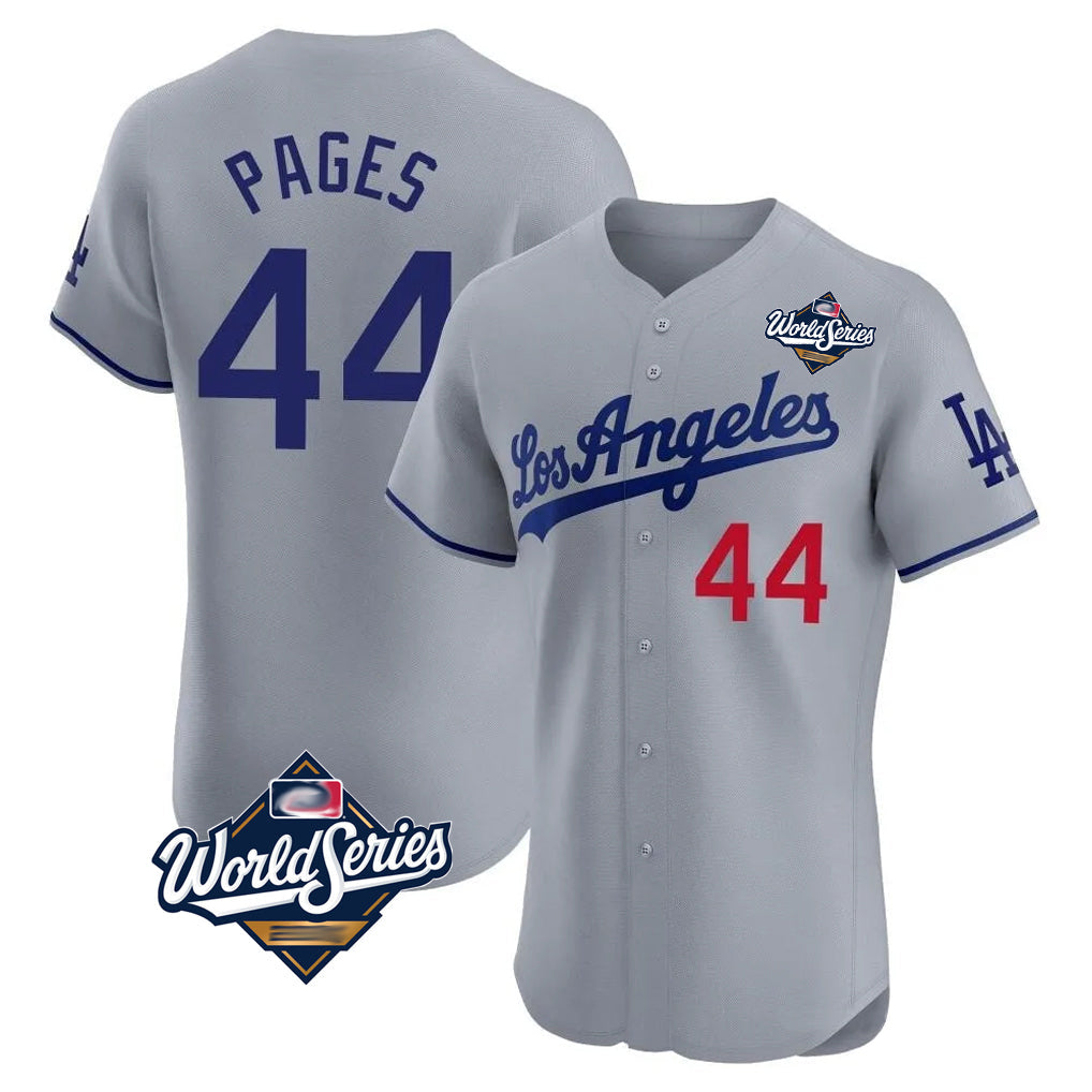 Cooneas LA.Dodgers #44 Andy Pages Player Gray World Series Limited Elite Home Stitched Jerseys