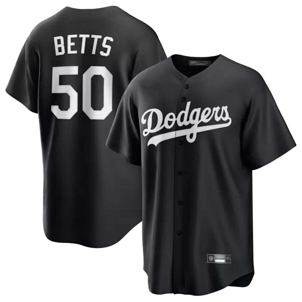 Cooneas LA.Dodgers #50 Mookie Betts Player Black Carbon Limited Game Stitched Jerseys