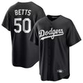 Cooneas LA.Dodgers #50 Mookie Betts Player Black Carbon Limited Game Stitched Jerseys