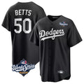 Cooneas LA.Dodgers #50 Mookie Betts Player Black World Series Carbon Limited Game Stitched Jerseys