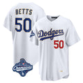 Cooneas LA.Dodgers #50 Mookie Betts Player Gold White World Series Meet Collection Limited Home Stitched Jerseys