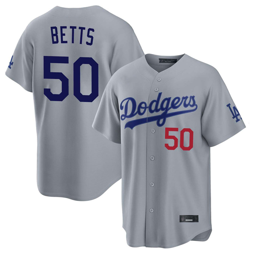 Cooneas LA.Dodgers #50 Mookie Betts Player Gray Game Home Stitched Jerseys