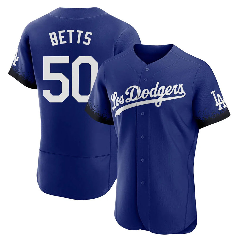 Cooneas LA.Dodgers #50 Mookie Betts Player Royal City Connect Elite Home Stitched Jerseys