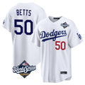 Cooneas LA.Dodgers #50 Mookie Betts Player White World Series Home Game Stitched Jerseys
