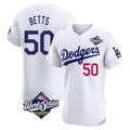 Cooneas LA.Dodgers #50 Mookie Betts Player White World Series Limited Elite Home Stitched Jerseys