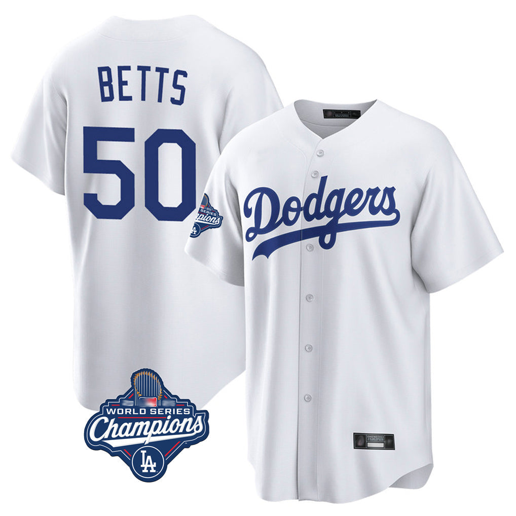 Cooneas LA.Dodgers #50 Mookie Betts Player White World Series Meet Game Home Stitched Jerseys