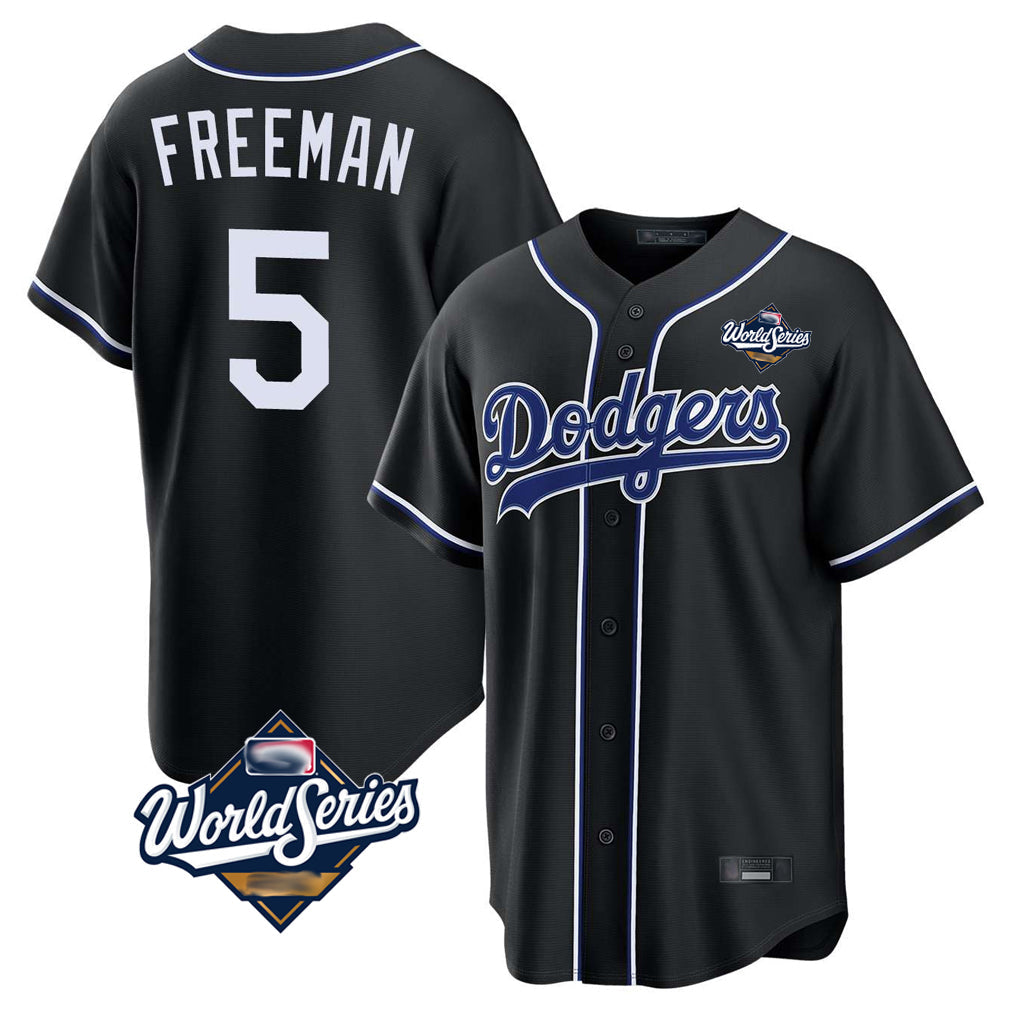 Cooneas LA.Dodgers #5 Freddie Freeman Player Black World Series Black Carbon Limited Home Stitched Jerseys
