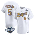 Cooneas LA.Dodgers #5 Freddie Freeman Player White World Series Collection Limited Home Stitched Jerseys