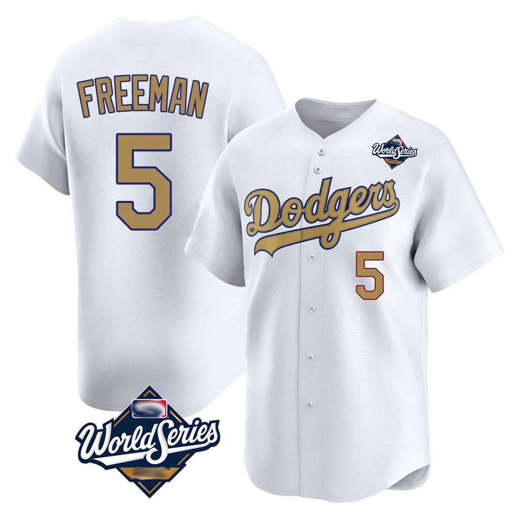 Cooneas LA.Dodgers #5 Freddie Freeman Player White World Series Collection Limited Home Stitched Jerseys