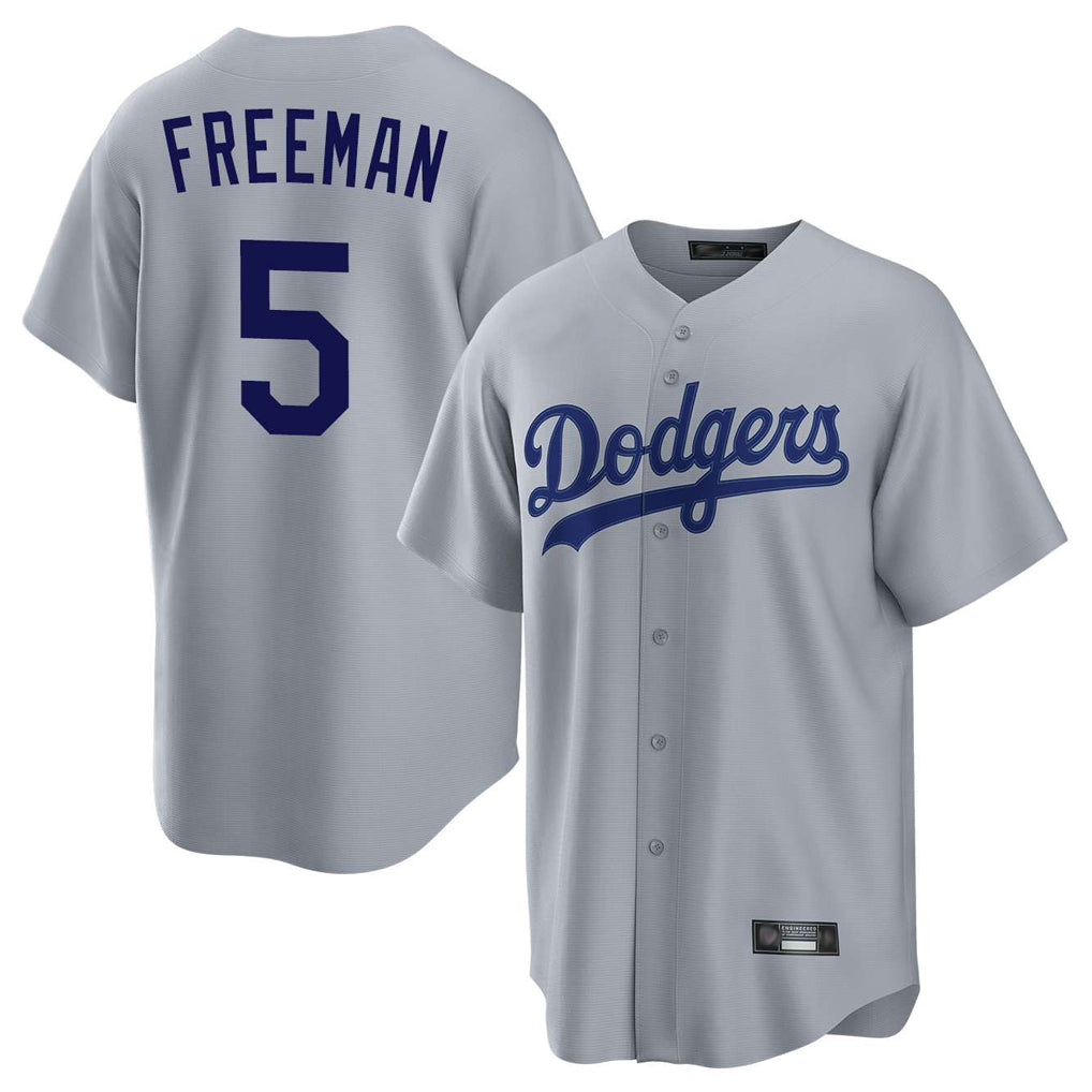 Cooneas LA.Dodgers #5 Freddie Freeman Player Gray Game Stitched Jerseys