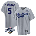 Cooneas LA.Dodgers #5 Freddie Freeman Player Gray World Series Game Stitched Jerseys