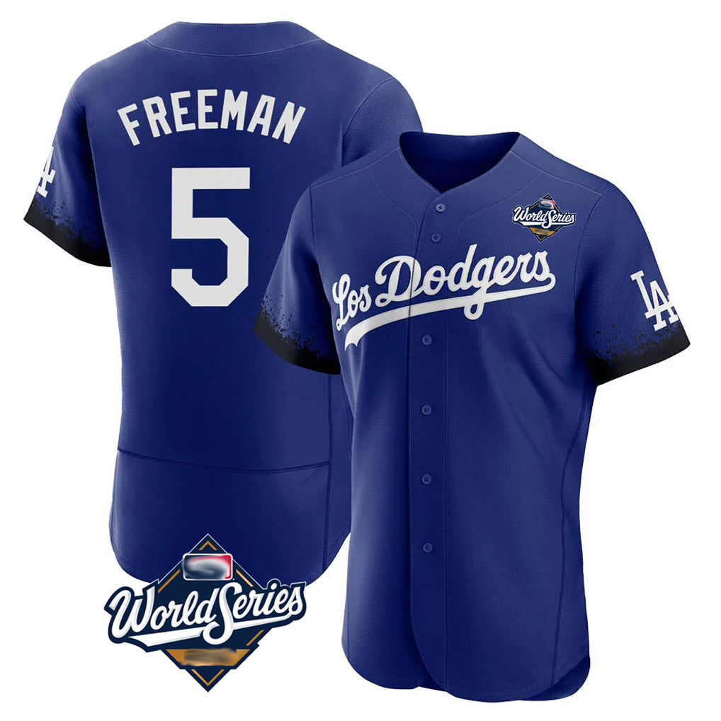 Cooneas LA.Dodgers #5 Freddie Freeman Player Royal World Series City Connect Elite Home Stitched Jerseys