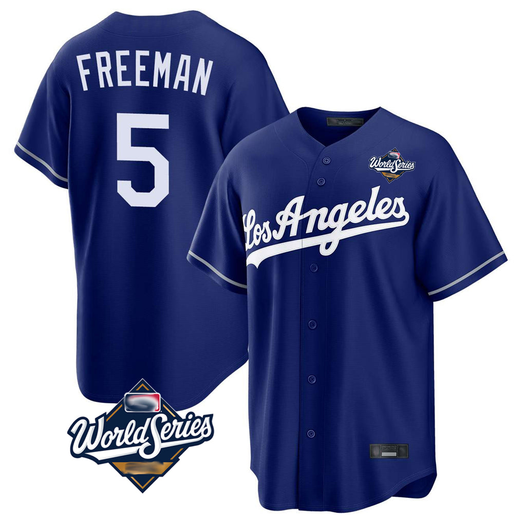 Cooneas LA.Dodgers #5 Freddie Freeman Player Royal World Series Game Stitched Jerseys