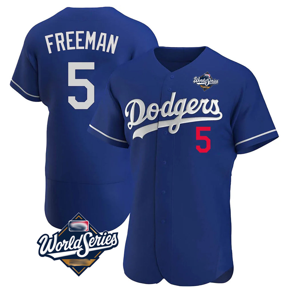 Cooneas LA.Dodgers #5 Freddie Freeman Player Royal World Series Limited Elite Home Stitched Jerseys