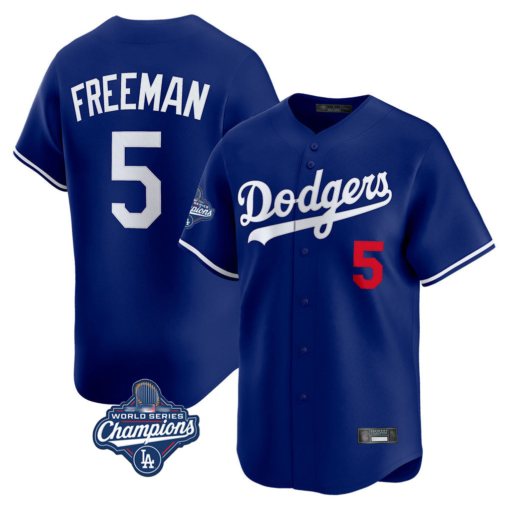Cooneas LA.Dodgers #5 Freddie Freeman Player Royal World Series Meet Limited Home Stitched Jerseys