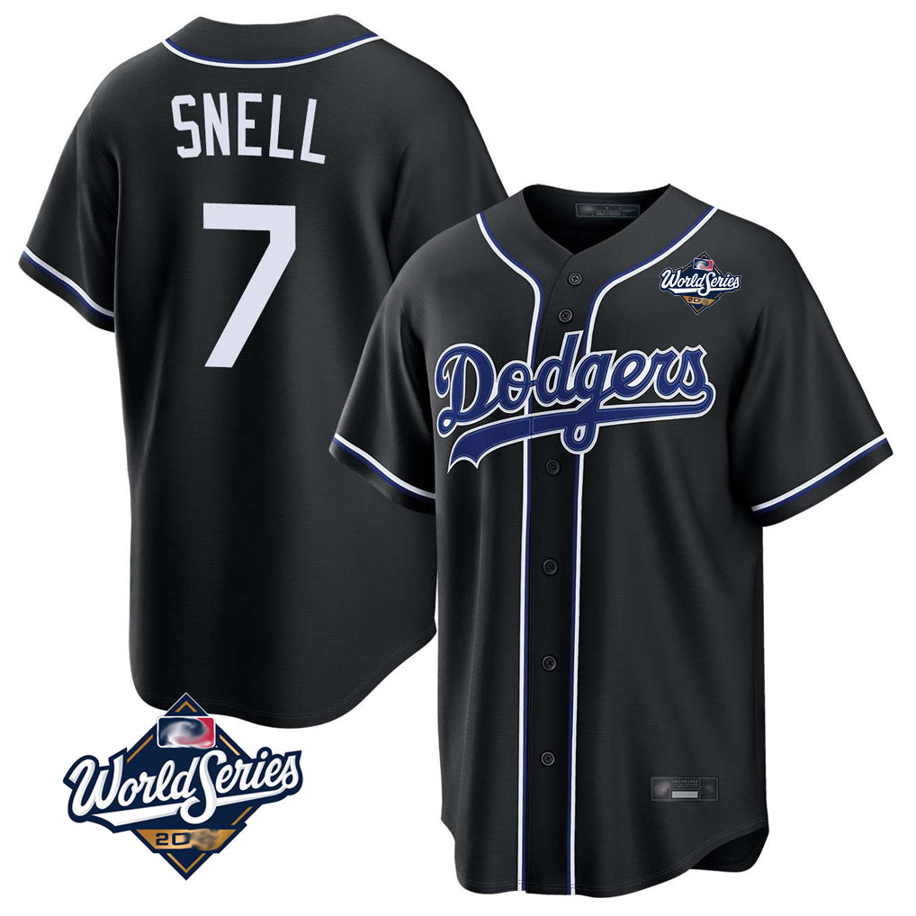 Cooneas LA.Dodgers #7 Blake Snell Player Black Carbon Limited World Series Home Stitched Jerseys