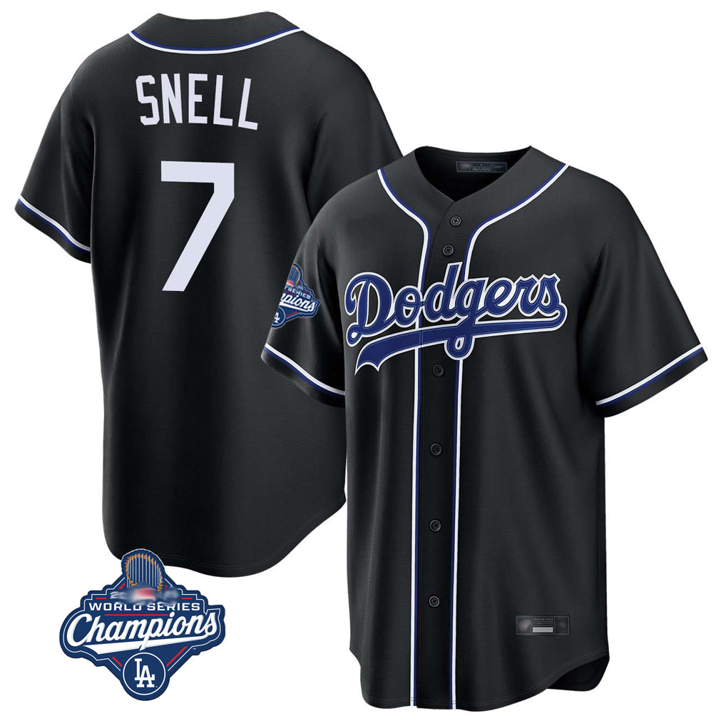 Cooneas LA.Dodgers #7 Blake Snell Player Black Carbon Limited World Series Meet Home Stitched Jerseys