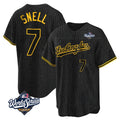 Cooneas LA.Dodgers #7 Blake Snell Player Black Snake Skin City Game Home World Series Stitched Jerseys