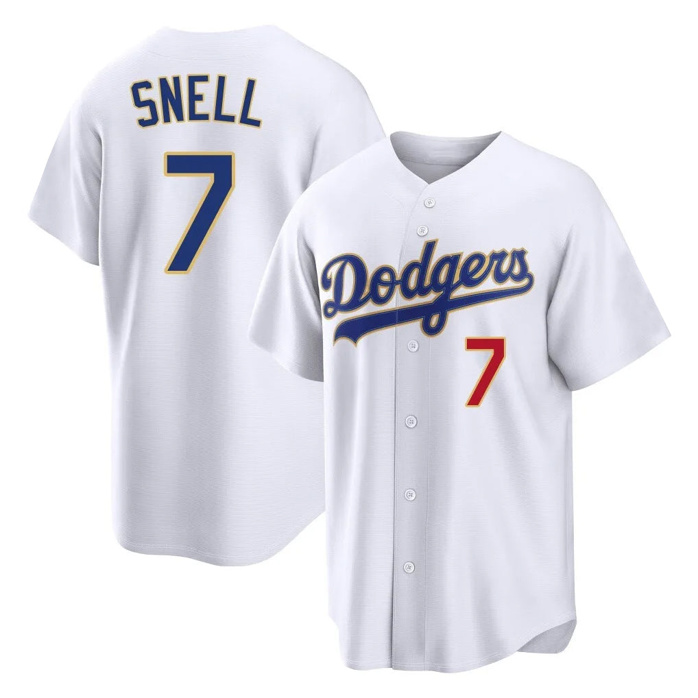 Cooneas LA.Dodgers #7 Blake Snell Player Gold White 2026 Collection Stadium Limited Stitched Jerseys
