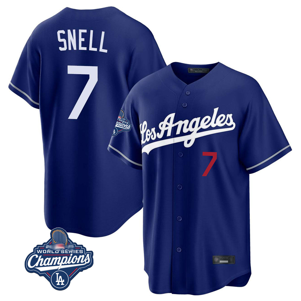 Cooneas LA.Dodgers #7 Blake Snell Player Royal Game World Series Meet Home Stitched Jerseys