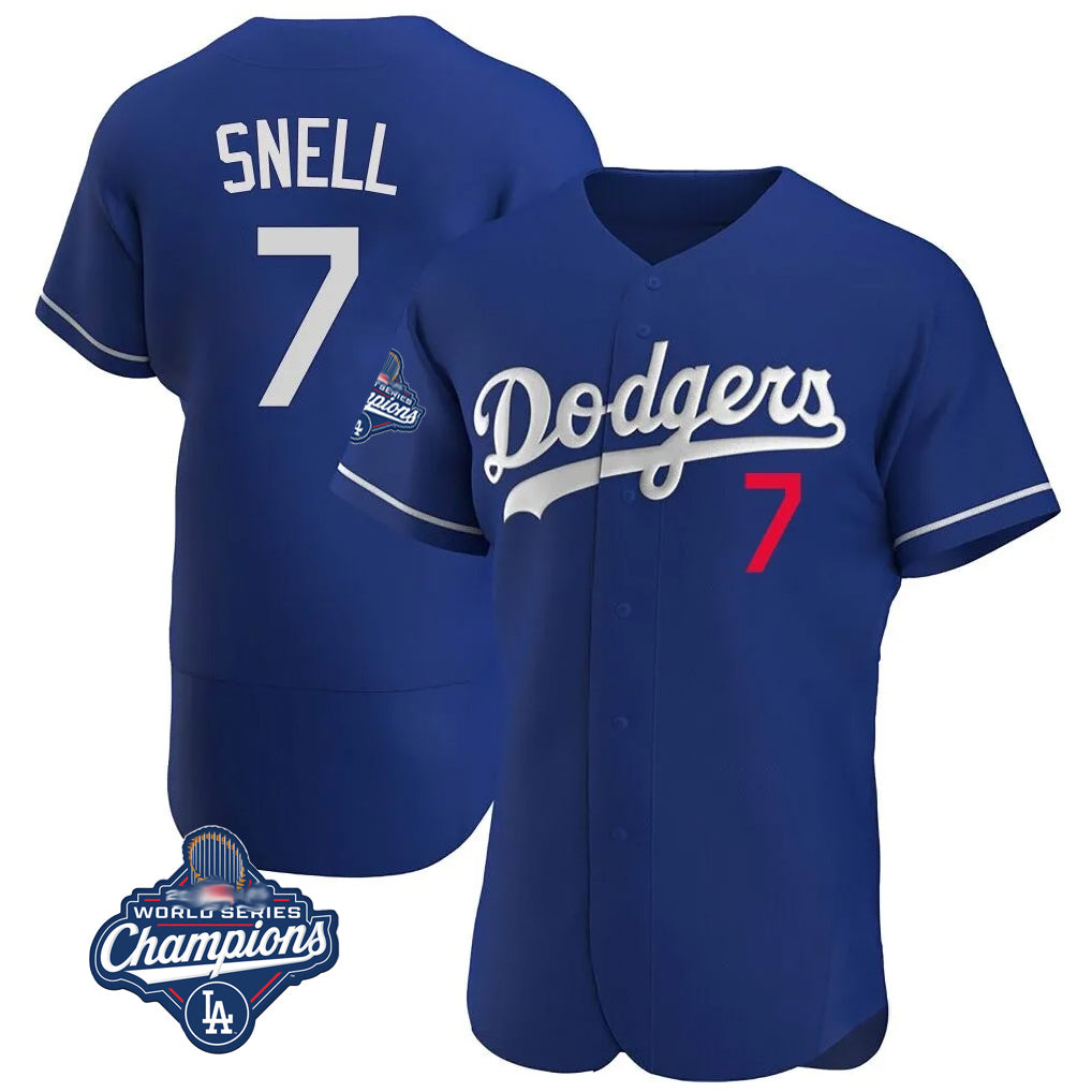 Cooneas LA.Dodgers #7 Blake Snell Player Royal Limited Elite World Series Meet Home Stitched Jerseys