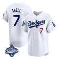 Cooneas LA.Dodgers #7 Blake Snell Player White Game Limited World Series Meet Home Stitched Jerseys