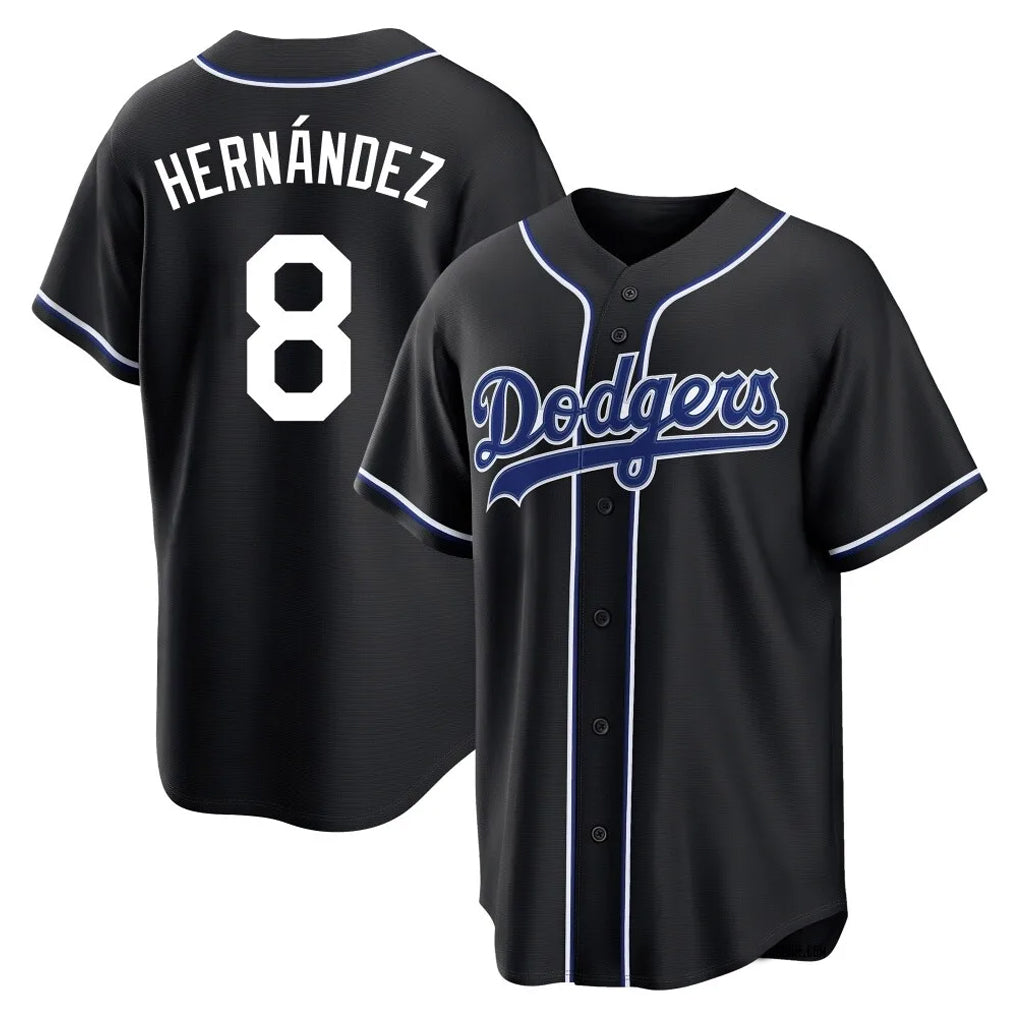 Cooneas LA.Dodgers #8 Enrique Hern?¡ì?¨¦ndez Player Black Carbon Limited Home Stitched Jerseys